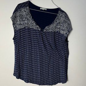 EUC Womens B Skies Are Blue Shirt Top Blouse Navy & White 2X